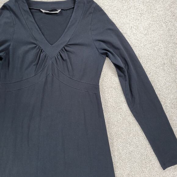 Athleta Senorita Dress Womens L Black Long Sleeve V-neck Stretch Casual Cotton - Picture 8 of 11